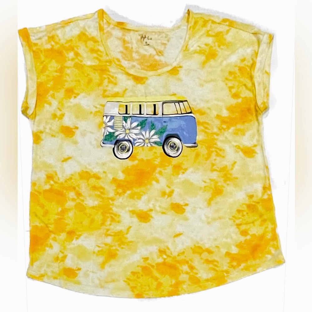 TIE-DYE BEACH VAN VOLKSWAGEN BUS GRAPHIC TEE. STYLE & CO. PLUS SIZE 2X
